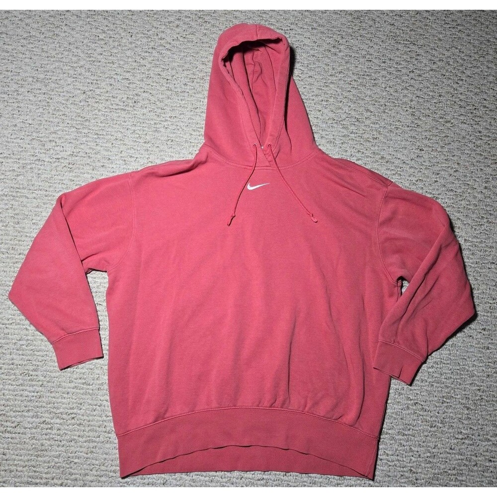 Nike Essential Fleece Hoodie Sweatshirt Women's Medium Dusty Salmon Pink Swoosh